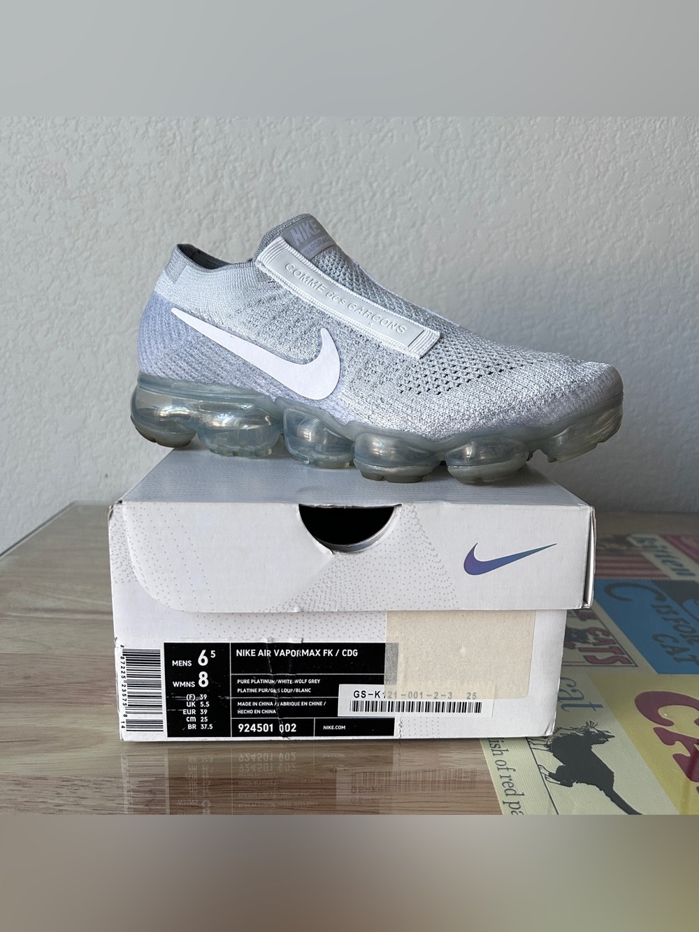 Nike Air VaporMax • CDG Comme Des Garçon • White •  Sz 8 • 924501-002 - Preowned